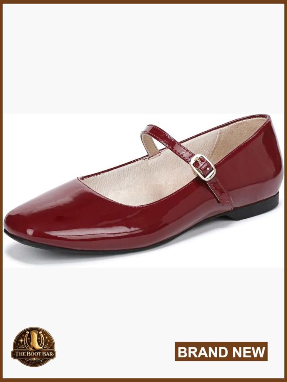 Classic Mary Jane Flats with Soft System Comfort Patent PU Square Toe